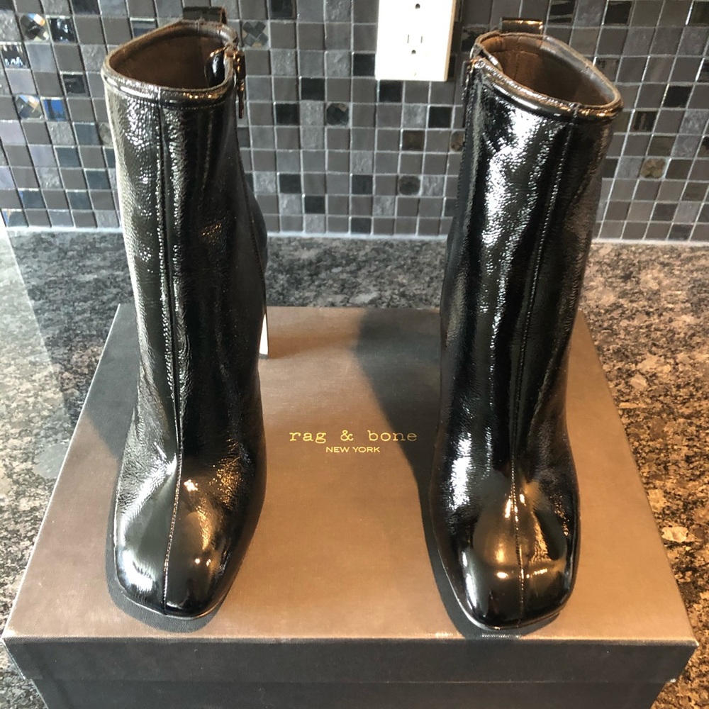 Rag & Bone Black Patent Ellis Boots